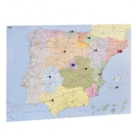 MAPA ESPANA Y PORTUGAL PLASTIFICADO SIN MARCO ENROLLADO 103X129 CM FAIBO 153G