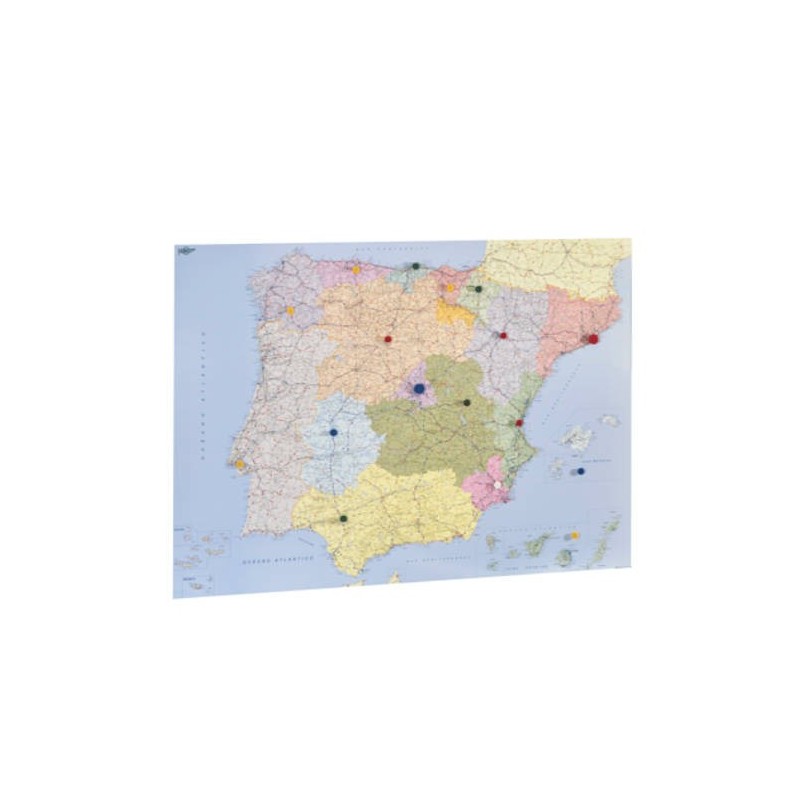 MAPA ESPANA Y PORTUGAL PLASTIFICADO SIN MARCO ENROLLADO 103X129 CM FAIBO 153G