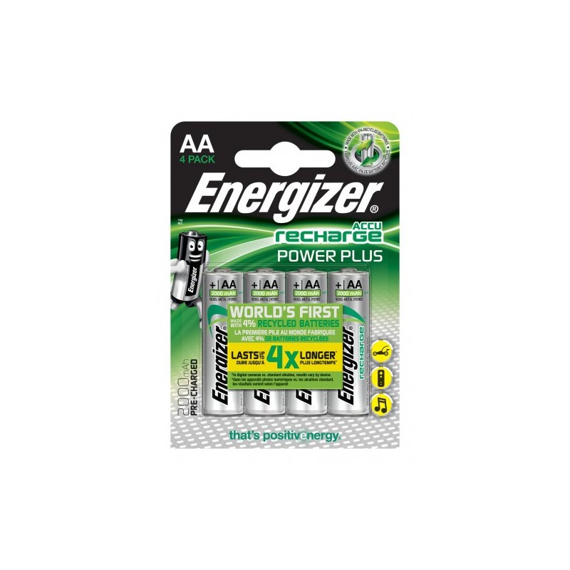 BLISTER 4 PILAS RECARGABLES POWER PLUS POTENCIA 2000 MAH TIPO HR6 ENERGIZER E300626700