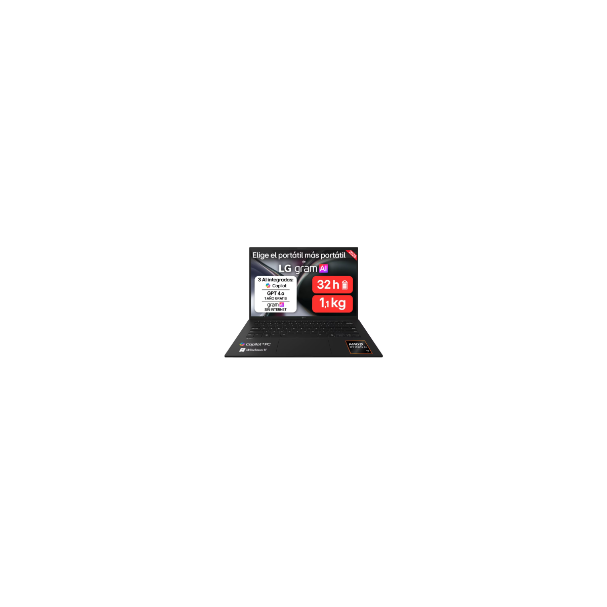 PORTATIL LG GRAM 14 14Z95U WINDOWS 11 HOME RYZEN AI 7 450 32 GB RAM 512 GB SSD PANTALLA IPS 19201200