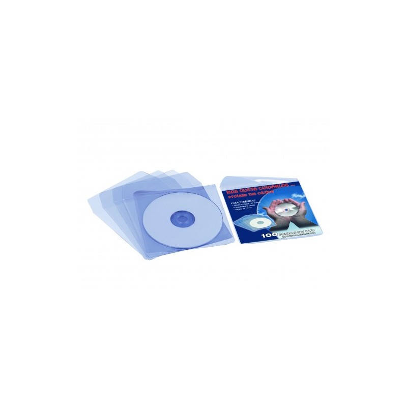 CAJA 100 FUNDAS PVC CRISTAL CD DVD 125x125MM SOLAPA IBERPLAS 479D100