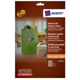 PAQUETE 20 HOJAS ETIQUETAS PARA PRODUCTOS EN PAPEL KRAFT EFECTO CARToN IMPRESORAS LaSER LaSER DE COLOR INYECCIoN DE TINTA REDON