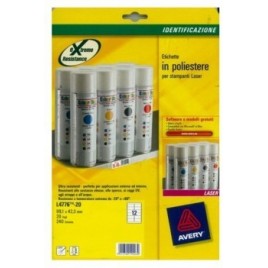 PAQUETE 20 HOJAS ETIQUETAS DE POLIeSTER BLANCO IMPRESORAS LaSER 991X423 MM AVERY L4776 20