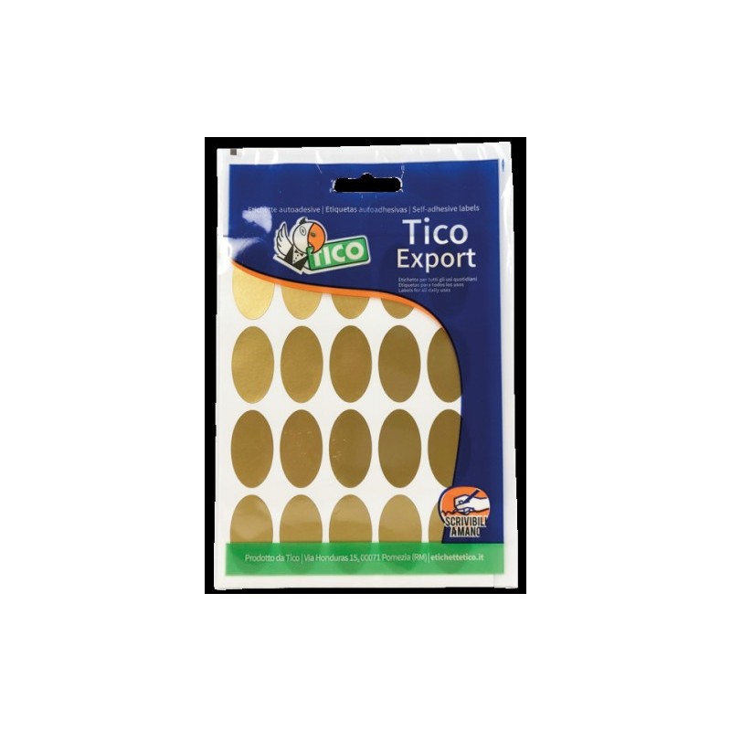 PAQUETE 10 HOJAS ETIQUETAS SATINADAS ORO 36X20 MM TICO E GL 3620