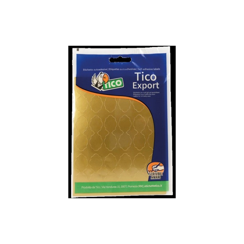 PAQUETE 10 HOJAS ETIQUETAS SATINADAS ORO 48X18 MM TICO E GL 4818