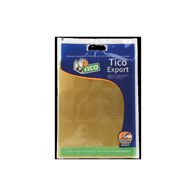 PAQUETE 10 HOJAS ETIQUETAS SATINADAS ORO 45X21 MM TICO E GL 4521