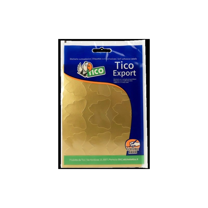 PAQUETE 10 HOJAS ETIQUETAS SATINADAS ORO 48X36 MM TICO E GL 4836
