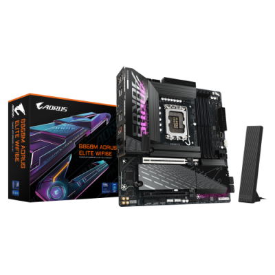 GIGABYTE B860M AORUS ELITE WIFI6E Placa base CPUs Intel Core Ultra VRM de 12121 fases hasta 9200MHz DDR5 1xPCIe 50 2xPCIe 40 M2