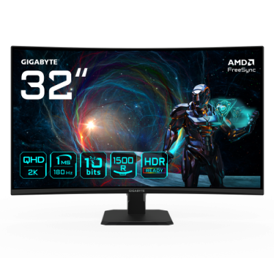 GIGABYTE GS32QCA 315 Monitor Curvo para Gaming QHD 2560 x 1440 180Hz 1ms 250 cd m FreeSync HDR Ready HDMI 20 DisplayPort 14