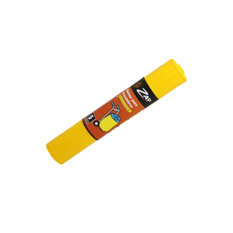 ROLLO 5 UNIDADES BOLSA BASURA AMARILLO ESPECIAL ESCOMBROS 50 LITROS ZAP 320392