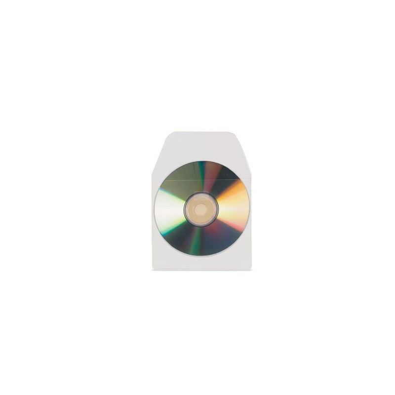 PACK DE 10 FUNDAS CD DVD PP TRANSPARENTE AUTOADHESIVAS CON SOLAPA 3L 6832 10