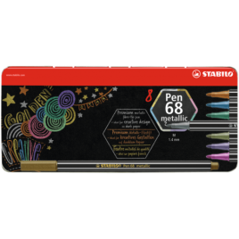 ESTUCHE METAL 6 UNIDADES PEN 68 METALLIC COLORES SURTIDOS STABILO 6808 8 31