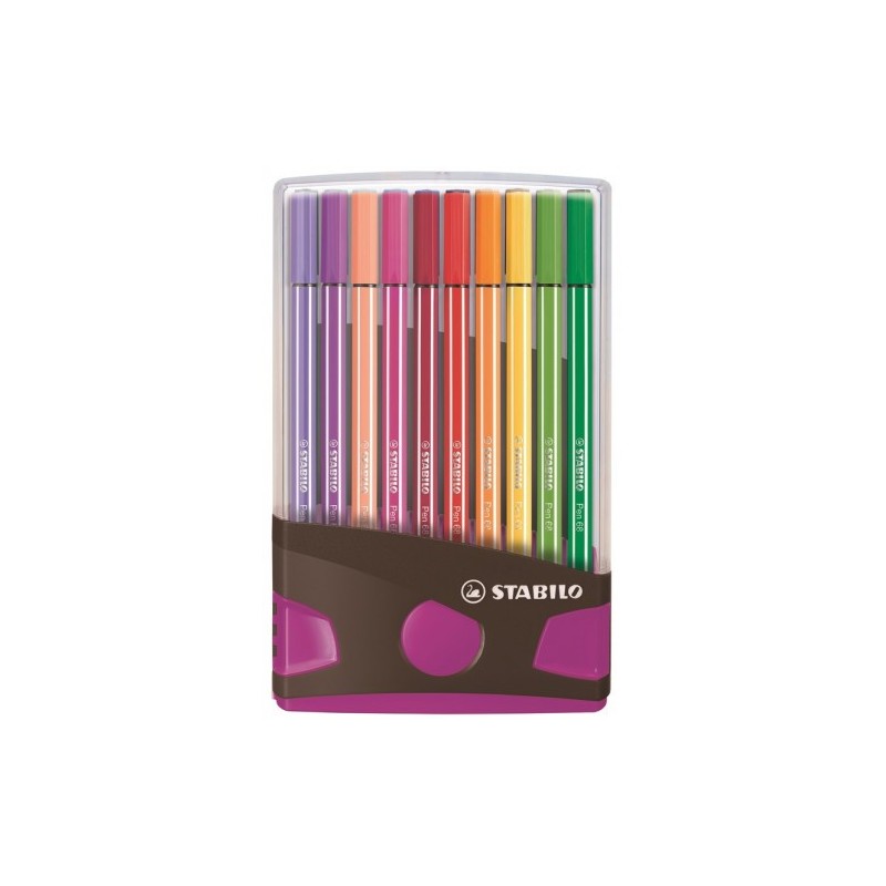 CAJA 20 ROTULADORES PEN 68 COLORPARADE PUNTA 1 MM ANTRACITA ROSA STABILO 6820 04 03