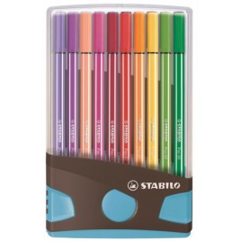 CAJA 20 ROTULADORES PEN 68 COLORPARADE PUNTA 1 MM ANTRACITA AZUL STABILO 6820 04 04