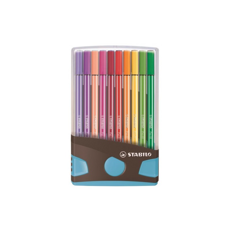 CAJA 20 ROTULADORES PEN 68 COLORPARADE PUNTA 1 MM ANTRACITA AZUL STABILO 6820 04 04