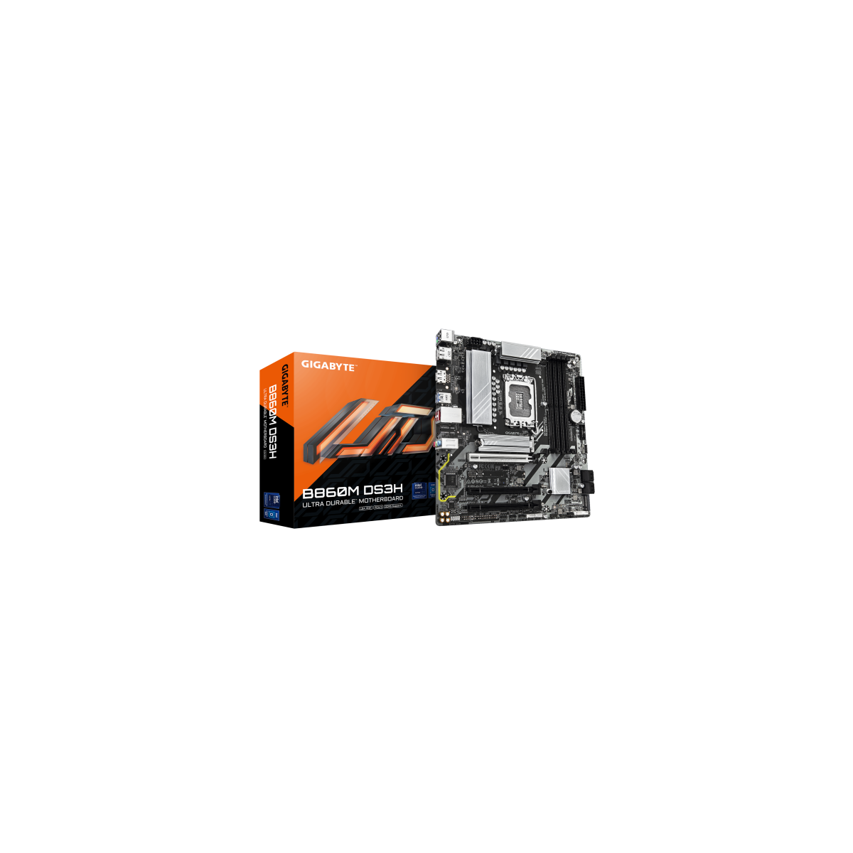 GIGABYTE B860M DS3H Placa base CPUs Intel Core Ultra VRM de 5121 fases hasta 9066MHz DDR5 1xPCIe 50 1xPCIe 40 M2 LAN 25 GbE USB