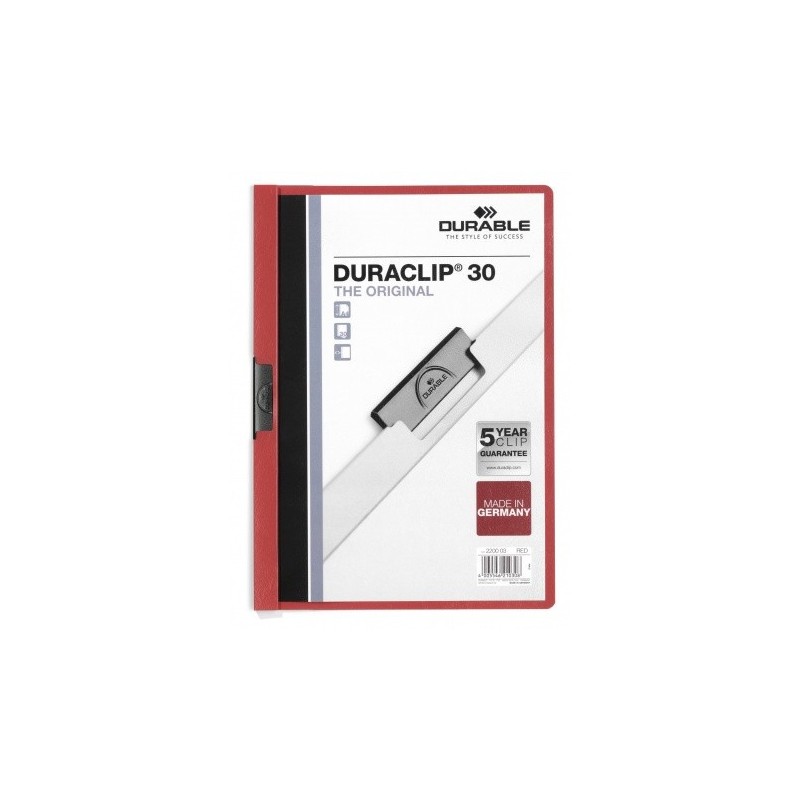 DOSSIER CON CLIP 30 H A4 ROJO DURABLE 2200 03