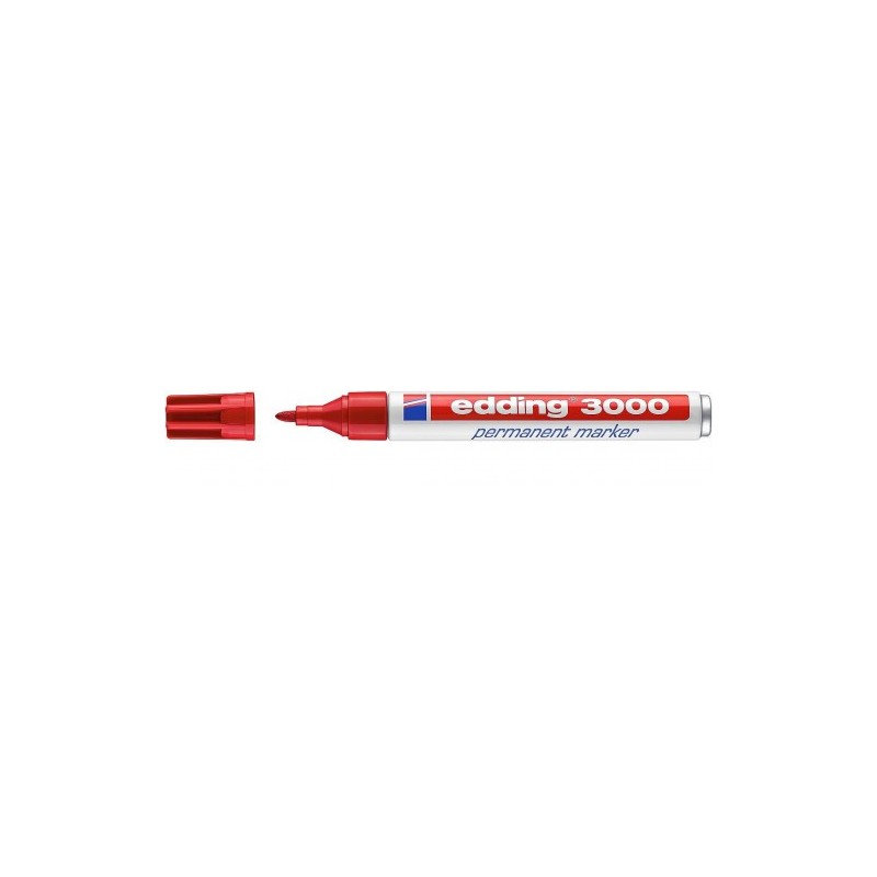 MARCADOR PERMANENTE PUNTA REDONDA 15 3MM 3000 ROJO EDDING 3000 02