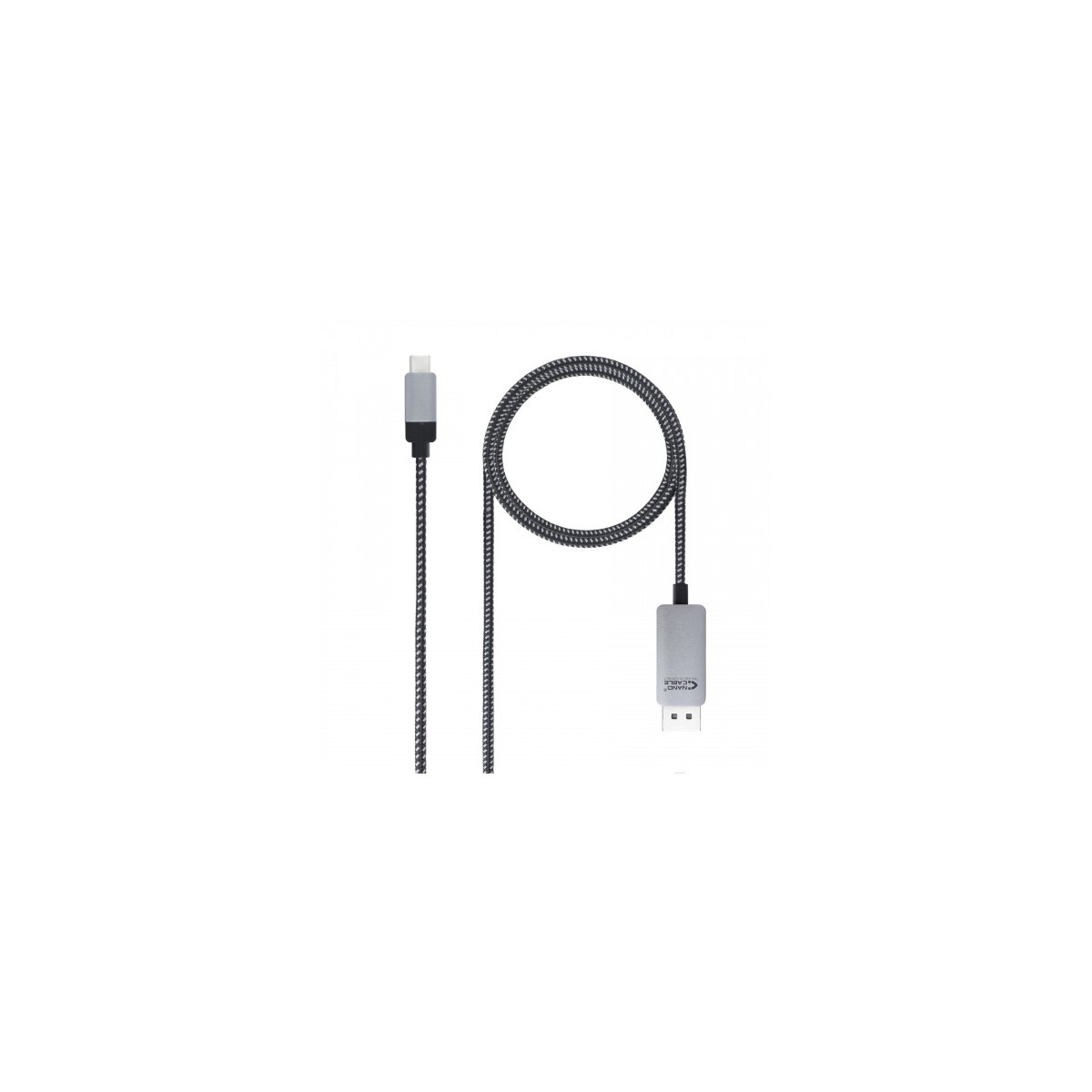Nanocable 10155002 adaptador de cable de video 18 m USB Tipo C DisplayPort Aluminio Negro