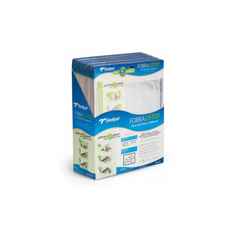 BLISTER 5 FUNDAS DE FORRO CON 2 SOLAPAS AJUSTABLES 30 CM SADIPAL 02211