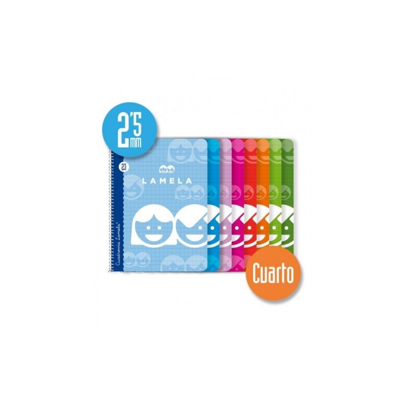 CUADERNO BASICO FORMATO 4º 40 HOJAS RAYADO 25 MM SURTIDOS LAMELA 07002