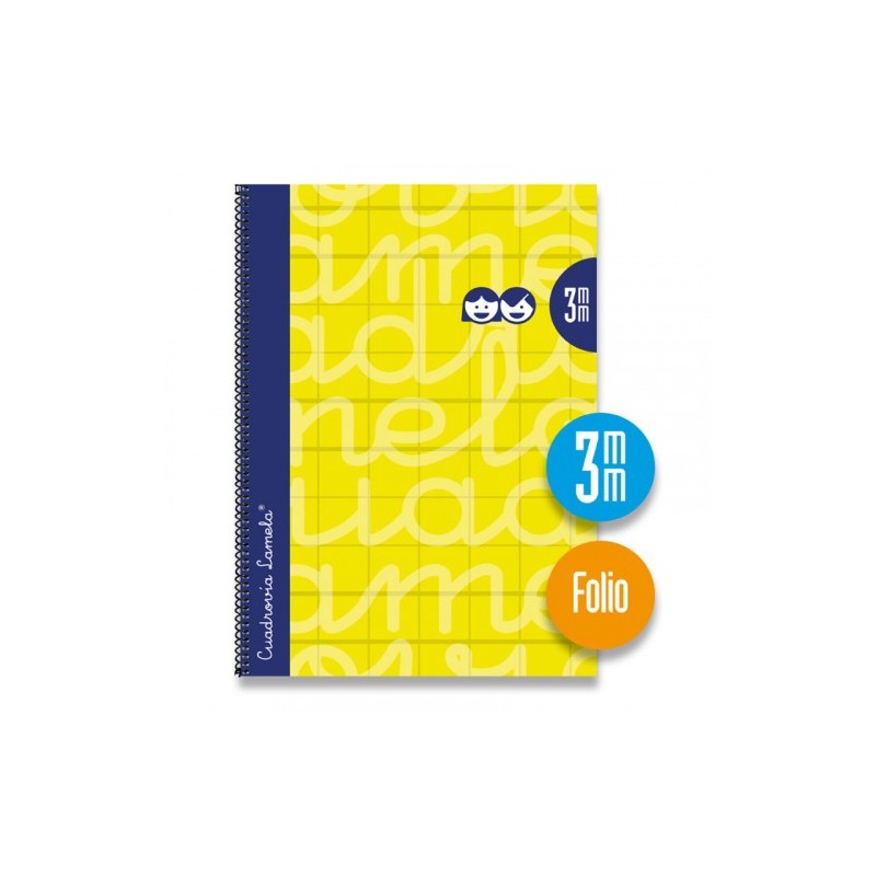 CUADERNO FOLIO FORRADO RAYADO 3 MM AMARILLO LAMELA 7FTE03AM