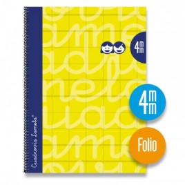 CUADERNO FOLIO FORRADO RAYADO 4 MM AMARILLO LAMELA 7FTE04AM