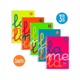 CUADERNO CUARTO FLuOR POLIPROPILENO RAYADO 3 MMCOLORES SURTIDOS LAMELA 7CTP003S