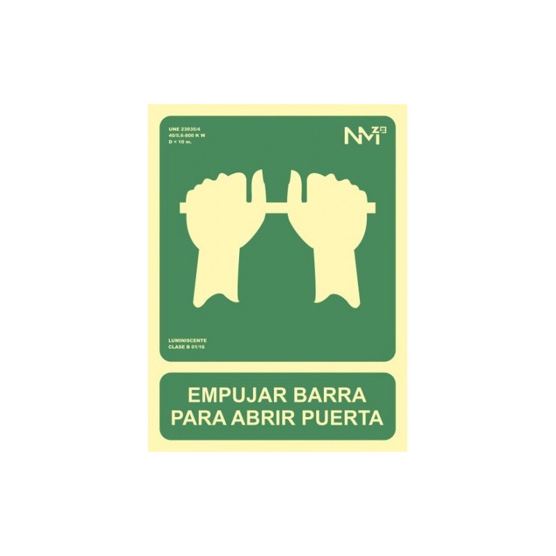 SENAL EMPUJAR BARRA PARA ABRIR PUERTA 224X300 PVC VERDE ARCHIVO 2000 6170 01H VE