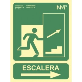 SENAL SALIDA EMERGENCIA ESCALERA SUBE DERECHA 224X300 PVC VERDE ARCHIVO 2000 6170 14H VE