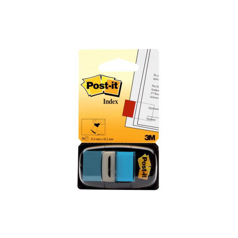PACK 12 DISPENSADORES DE 50 UNIDADES INDEX AZUL BRILLO 254X431 POST IT 3M68023