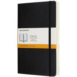 LIBRETA CLASICA MAYOR GROSOR NEGRA L 13X21CM RAYADA TAPA BLANDA MOLESKINE QP616EXP