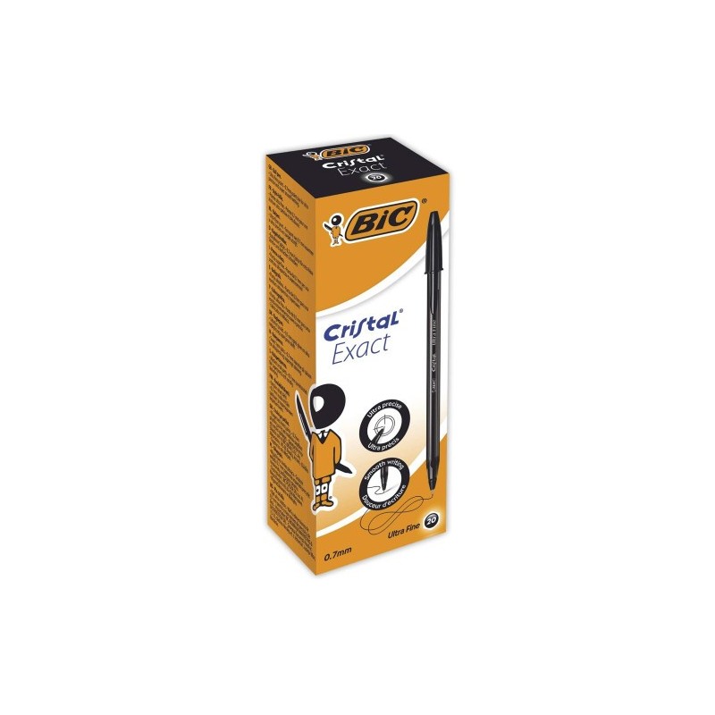 BIC Cristal Exact Negro Boligrafo Ultrafino 20 piezas