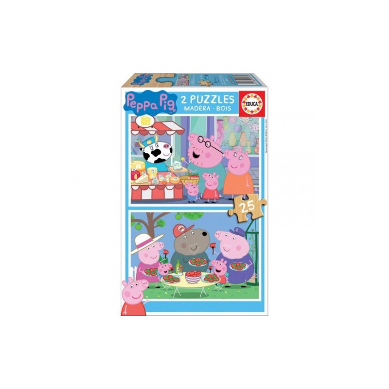 PUZZLE MADERA PEPA PIG 2X25 PIEZAS EDUCA BORRAS 18078