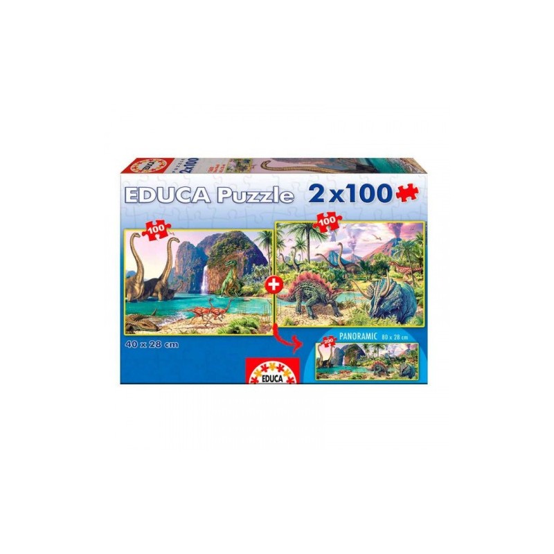 PUZZLE 2x100 DINO WORLD DE 6 8 ANOS EDUCA BORRAS 15620