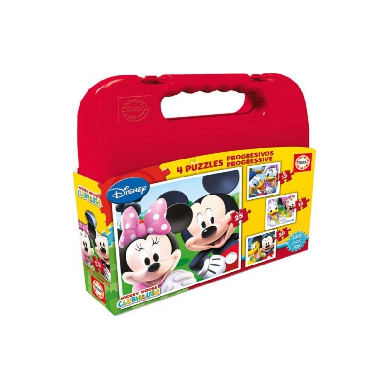 MALETA PUZZLES PROGRESIVOS MICKEY MOUSE 12 16 20 25 DE 3 6 ANOS EDUCA BORRAS 16505