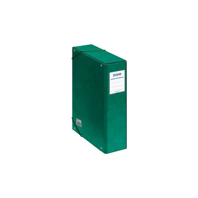 CAJAS DE PROYECTOS CARToN FORRADO LOMO DE 9 CM VERDE CON ETIQUETA 245X350X90 DOHE 09746