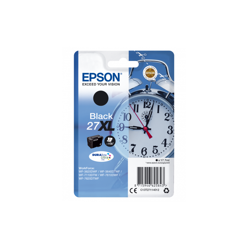 Epson Alarm clock Singlepack Black 27XL DURABrite Ultra Ink