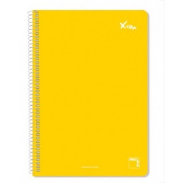 CUADERNO SERIE XTRA 60GRTAPA CONTRACOLADA FOLIO 215X310MM 80 HOJAS CUADRiCULA 4X4 COLOR AMARILLO PACSA 16050