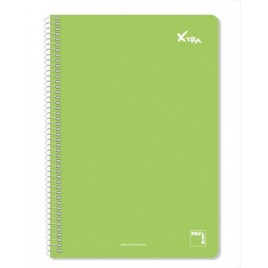 CUADERNO SERIE XTRA 60GRTAPA CONTRACOLADA FOLIO 215X310MM 80 HOJAS CUADRiCULA 4X4 COLOR VERDE OSCURO PACSA 16078