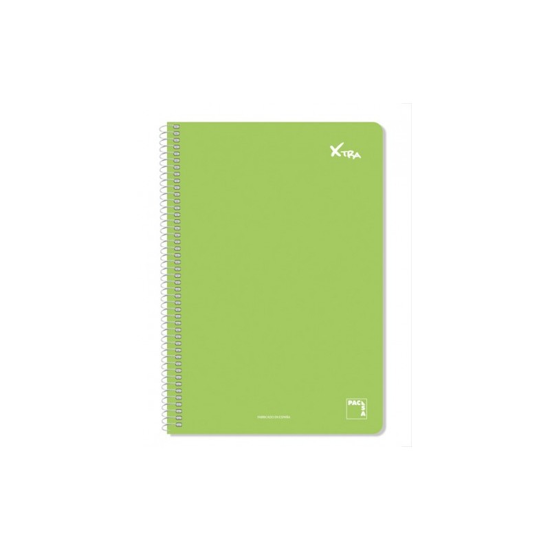 CUADERNO SERIE XTRA 60GRTAPA CONTRACOLADA FOLIO 215X310MM 80 HOJAS CUADRiCULA 4X4 COLOR VERDE OSCURO PACSA 16078