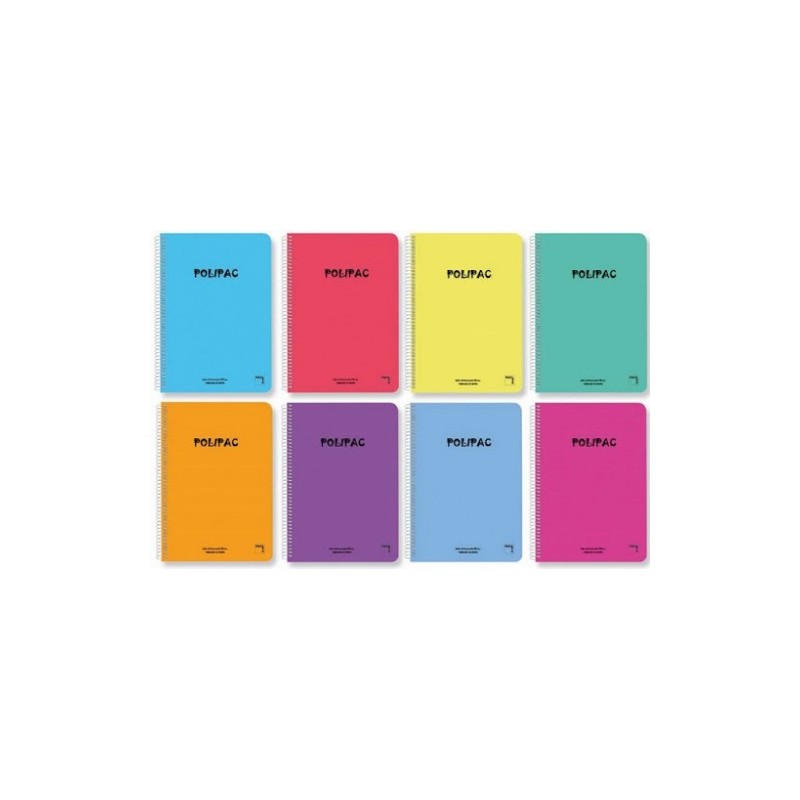 CUADERNO SERIE POLIPAC TAPA POLIPROPILENO FOLIO 215X310MM 80 HOJAS CUADRiCULA 4X4 8 COLORES SURTIDOS PACSA 16952