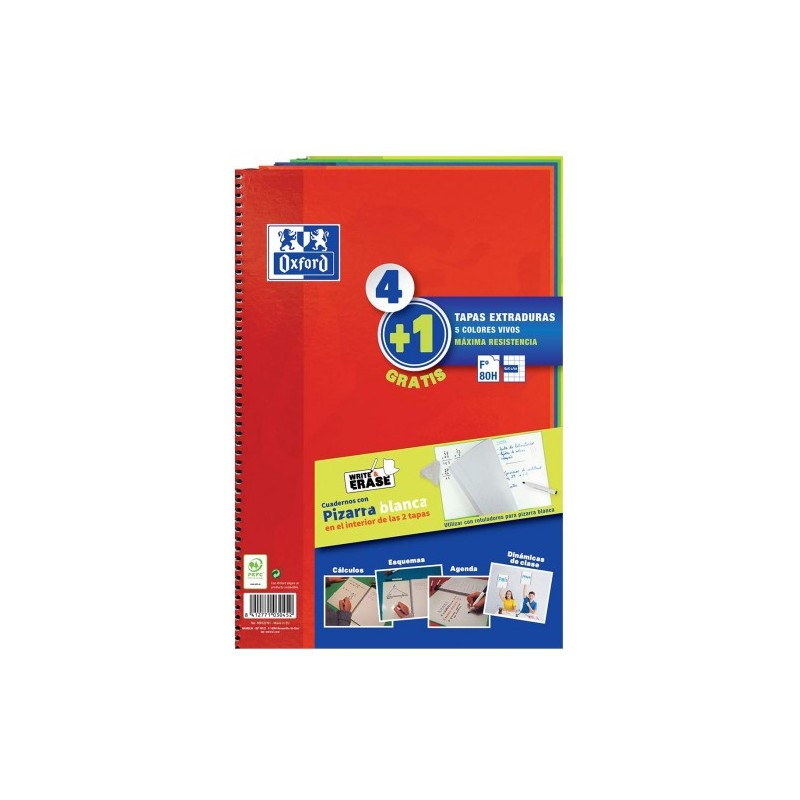 PACK 41 CUADERNO ESPIRAL CLASSIC W E FOLIO 80 HOJAS 4X4 CON MARGEN COLORES VIVOS OXFORD 400122761