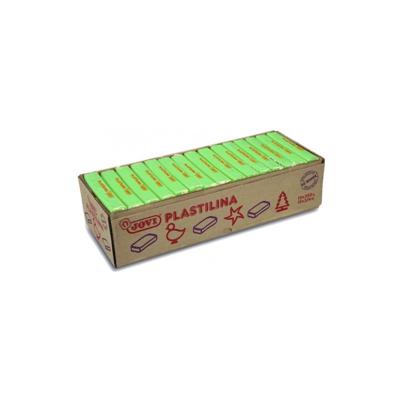 CAJA 15 PASTILLAS PLASTILINA 350 G VERDE CLARO JOVI 7210