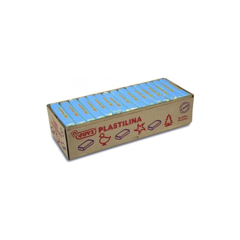 CAJA 15 PASTILLAS PLASTILINA 350 G AZUL CLARO JOVI 7212