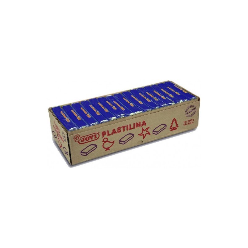 CAJA 15 PASTILLAS PLASTILINA 350 G AZUL OSCURO JOVI 7213