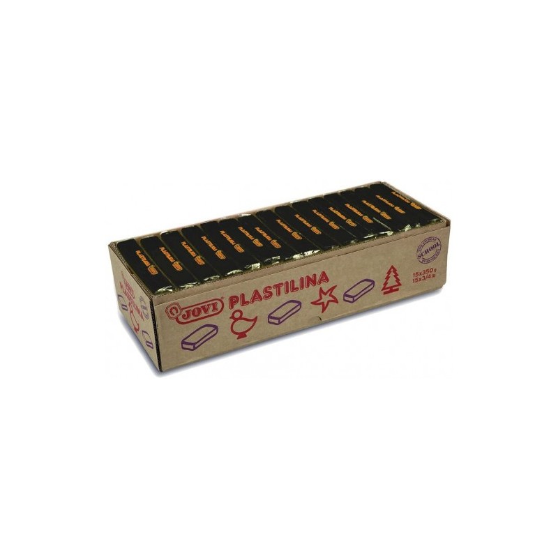 CAJA 15 PASTILLAS PLASTILINA 350 G NEGRO JOVI 7215