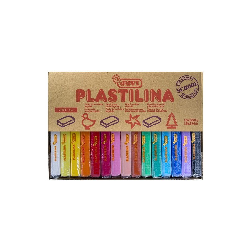 CAJA EXPOSITORA 15 PASTILLAS PLASTILINA 350 G COLORES SURTIDOS JOVI 72S