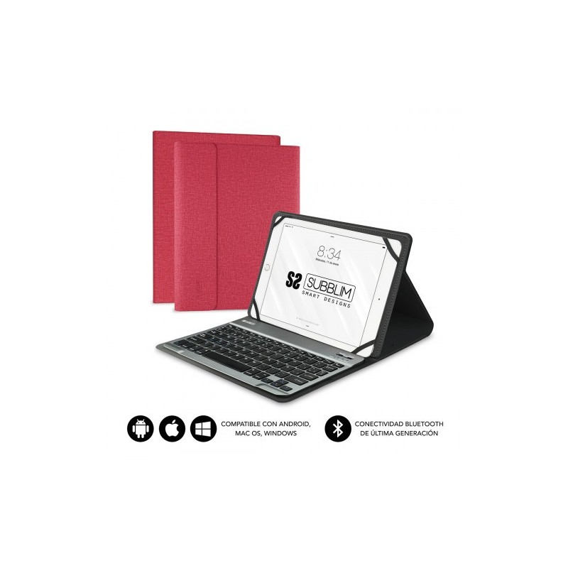 SUBBLIM Funda con Teclado KEYTAB PRO BLUETOOTH 101 Red