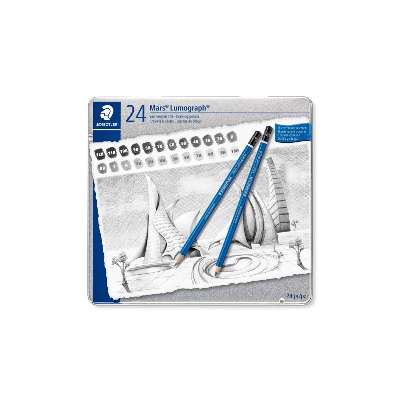 ESTUCHE DE METAL CON 24 LaPICES GRADUACIONES STAEDTLER 100 G24